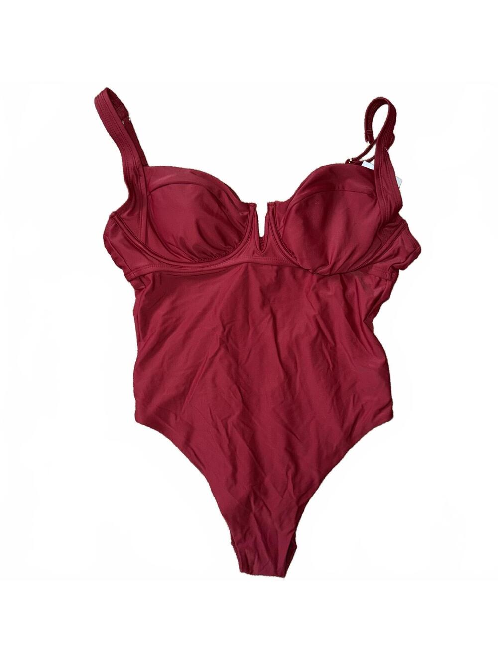 Shade & Shore Burgundy One-Piece Swimsuit Size XL (16) NWT
